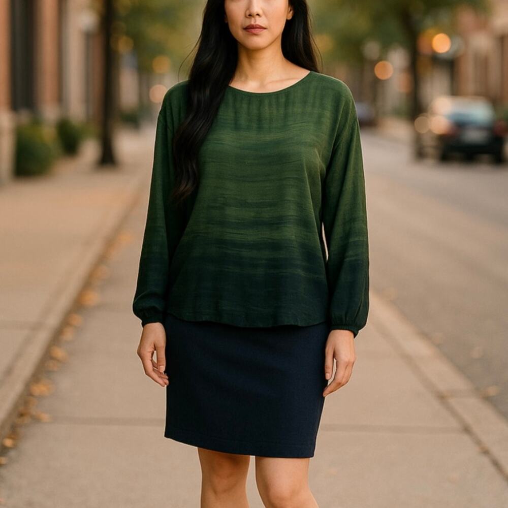 Michael Stars Green Tie Dye Ombre Top